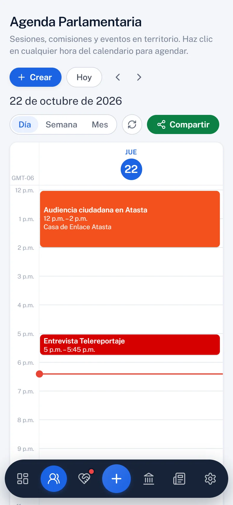 Agenda del día en el celular